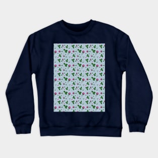 meadow flowers clover blue background pattern Crewneck Sweatshirt